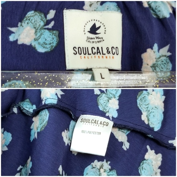 SoulCal & Co Flowy Rose Print Tank Top Size L - Picture 5 of 7
